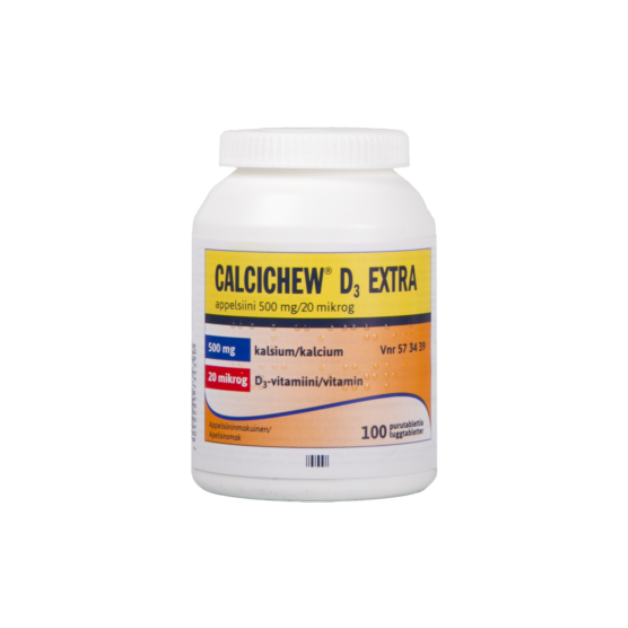 Calcichew D3 Extra appelsiini 500 mg / 20 mikrog purutabletti