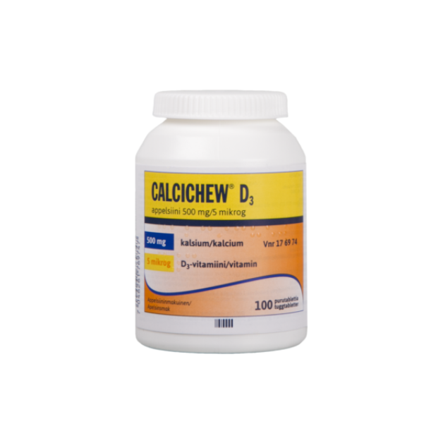 Calcichew D3 appelsiini 500 mg / 5 mikrog purutabletti 