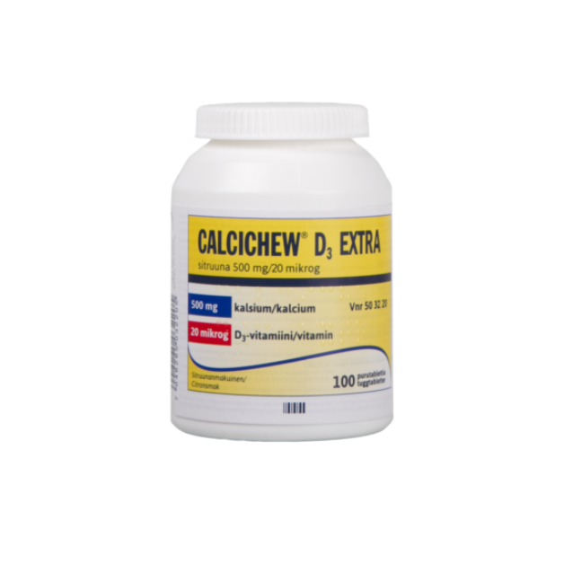 Calcichew D3 Extra sitruuna 500 mg / 20 mikrog purutabletti